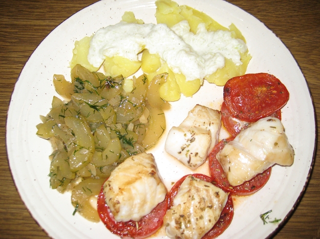 Fisch mit Gurkengemüse