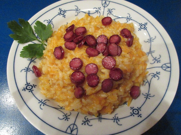 Risotto mit Lammwürstchen