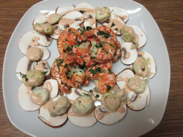Vorspeise mit Garnelen
