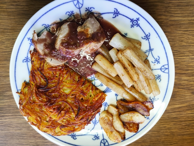Lende mit Calvadosrahm und Rösti