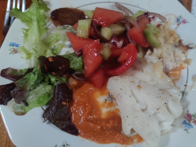 Fisch mit Romescosauce